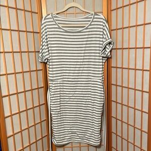 Gray and White Striped Dress